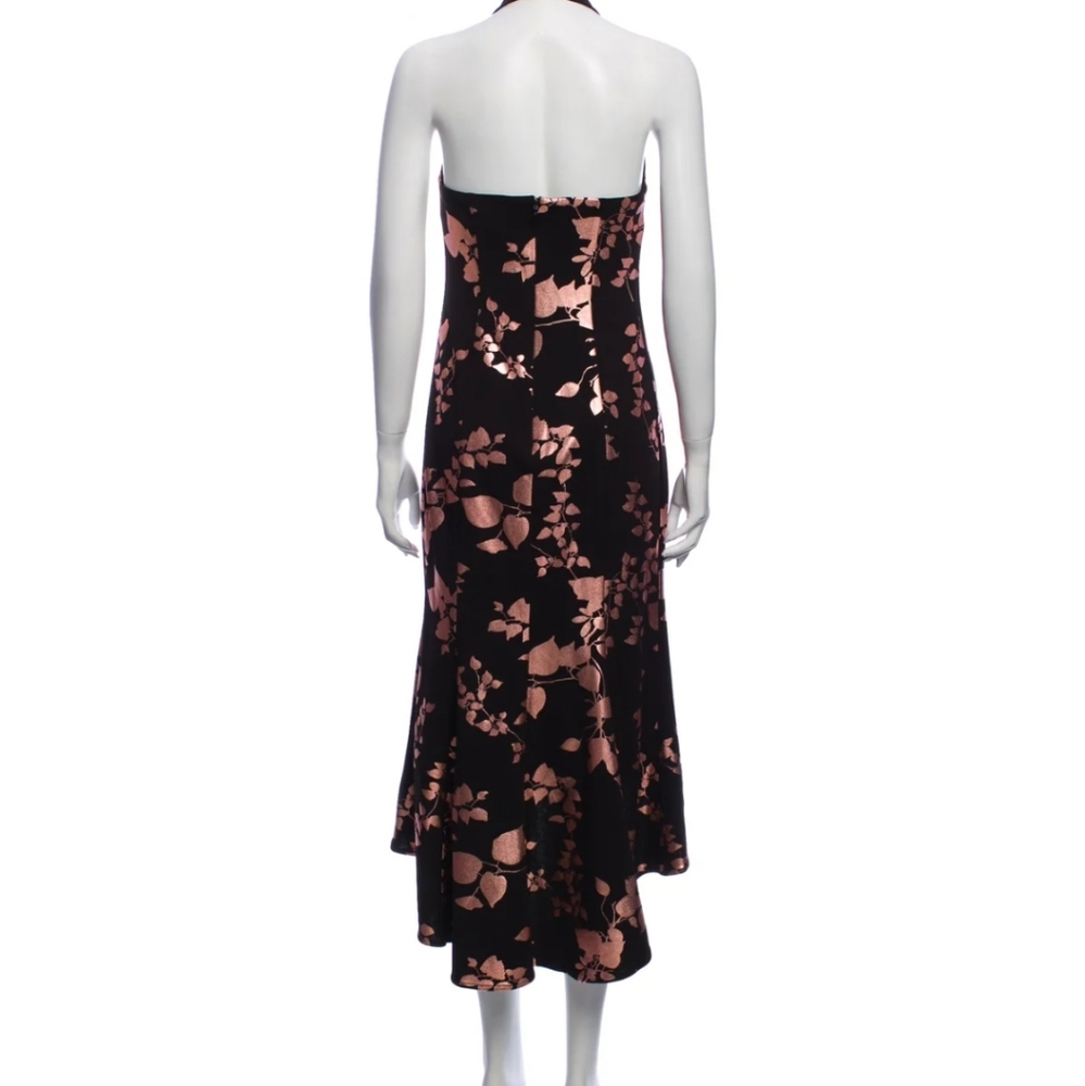 Badgley Mischka Black Dress with Rose Gold Floral Print - Picture 6 of 10